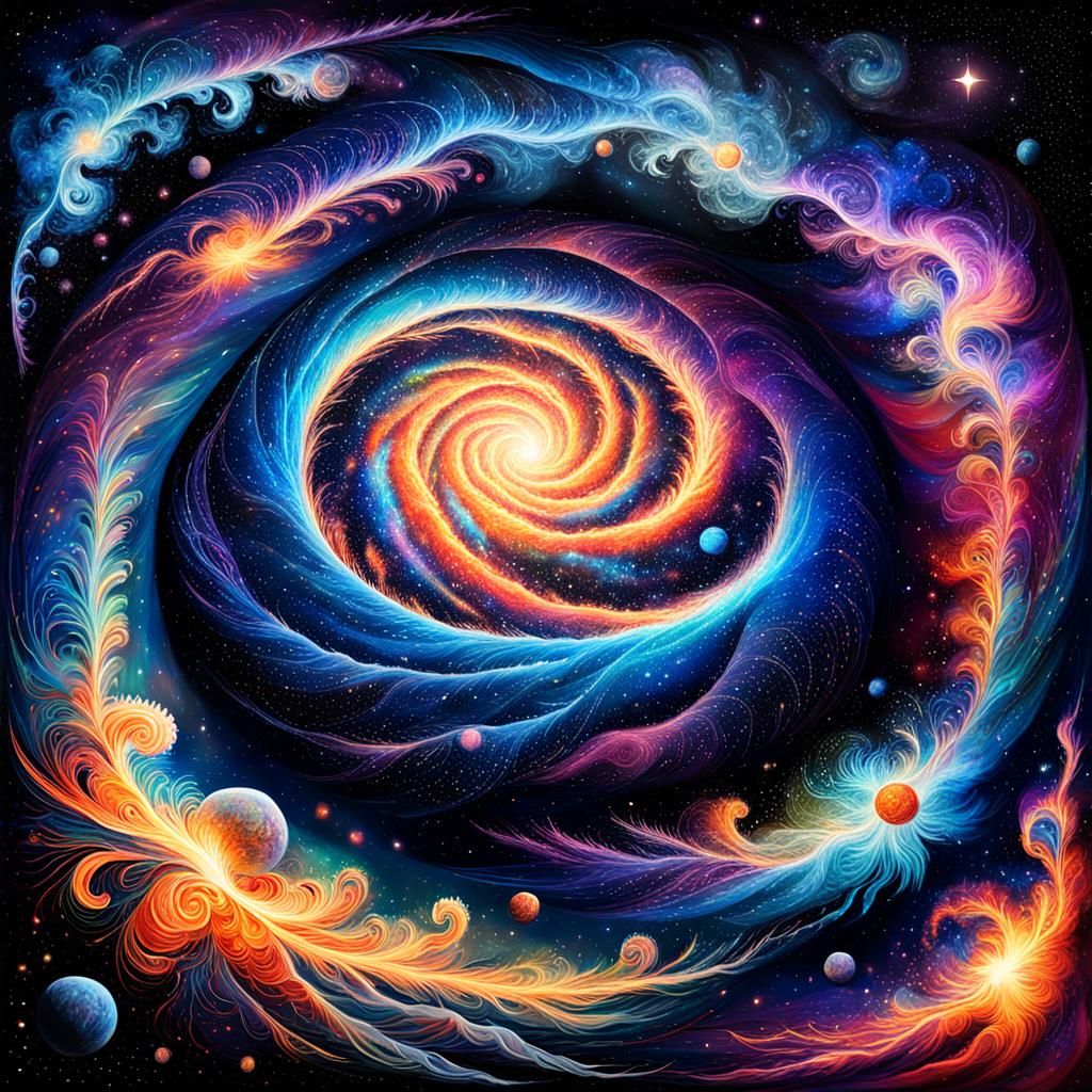 Cosmic Galaxy Creation in Holographic Astral Illustration