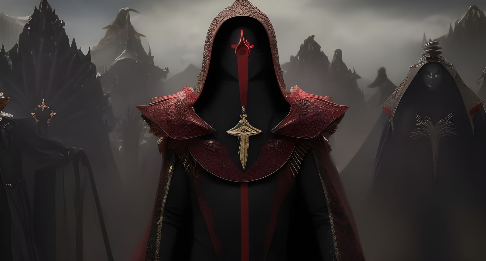 Gilded Royal Figure in Red Robes