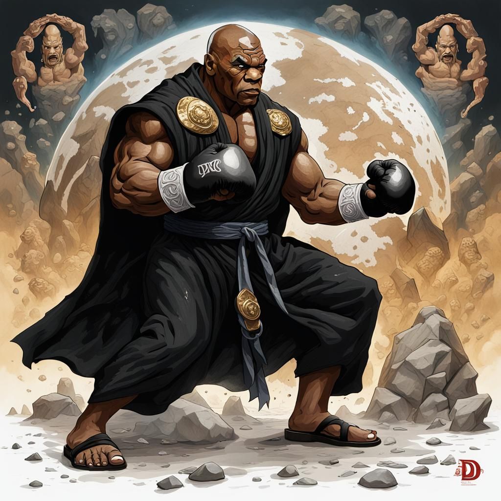 Mike Tyson as Earth Genasi Monk Illustration