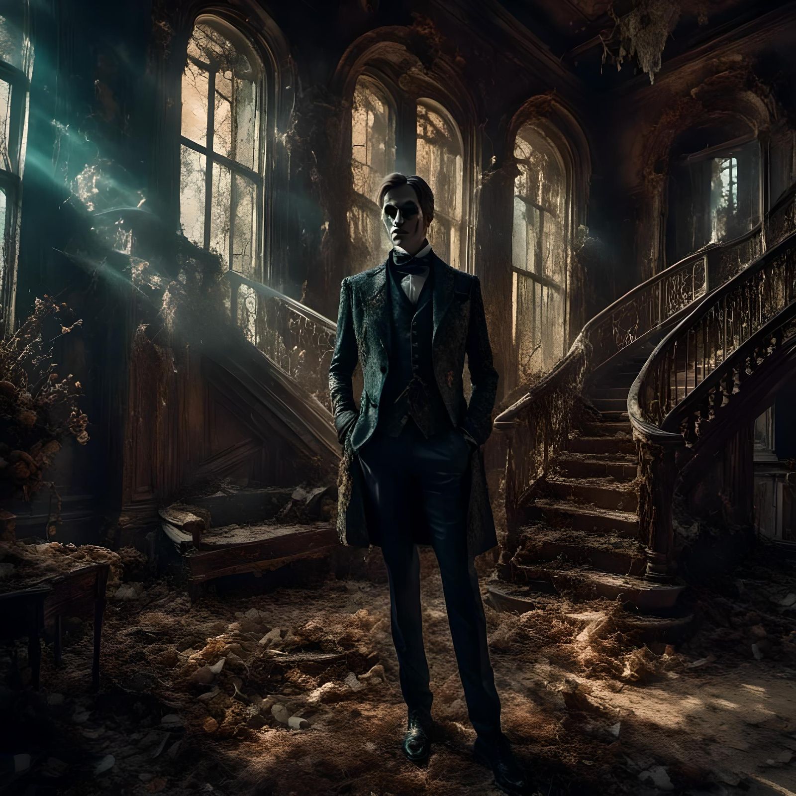 Ghostly Encounter in a Historic Home, Fantasy Art