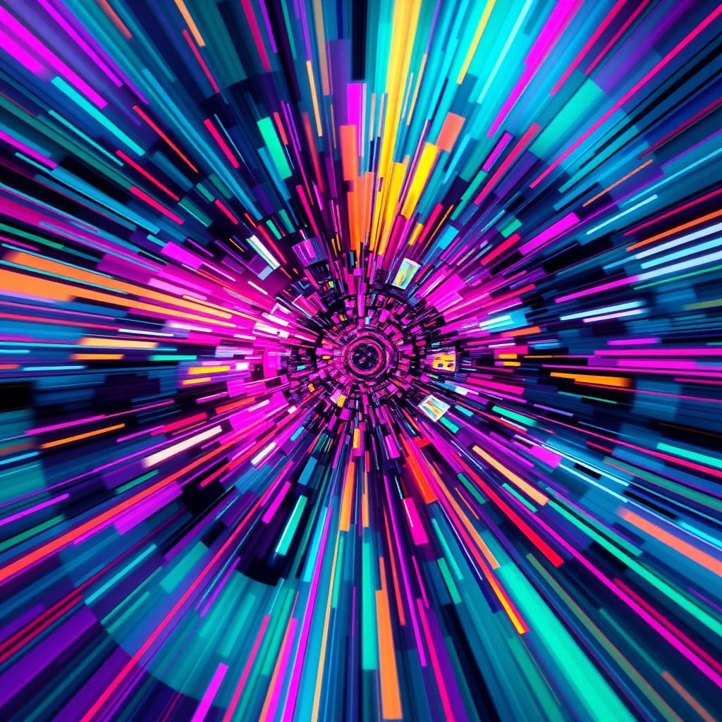 Dynamic Abstract Art in Cyberpunk Style