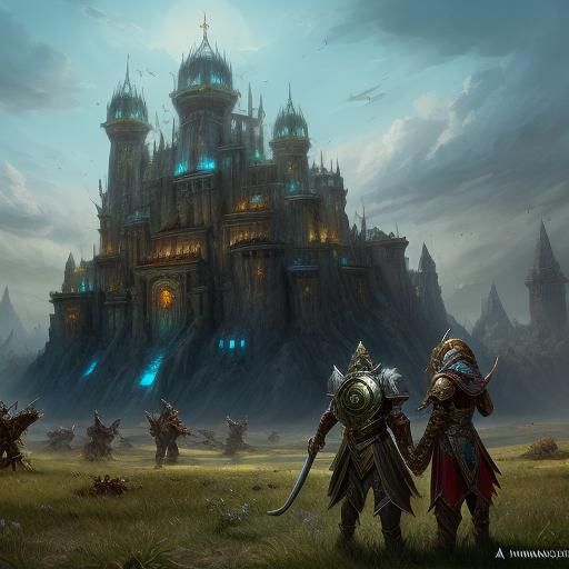 Fantasy Heroic Couple in Guild Wars Style