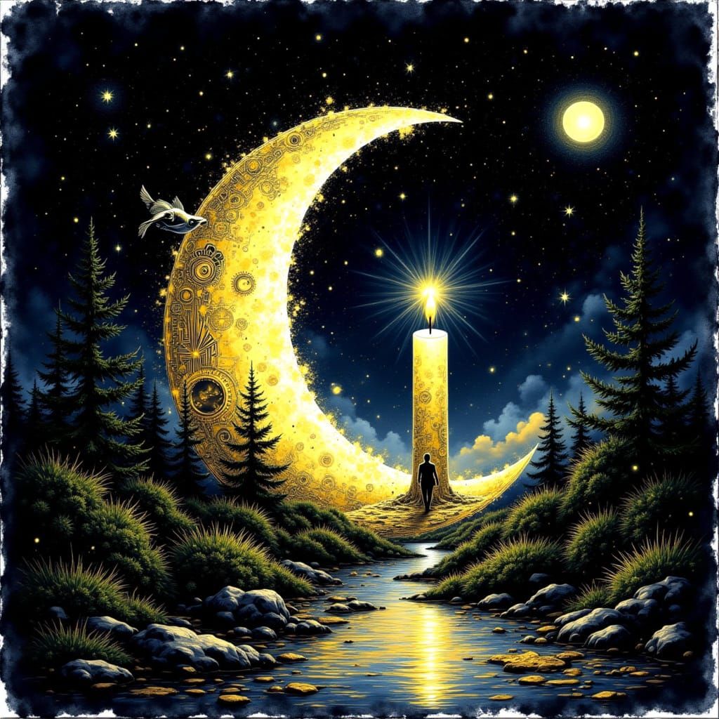 Cosmic Beauty in Ancient Gold Style