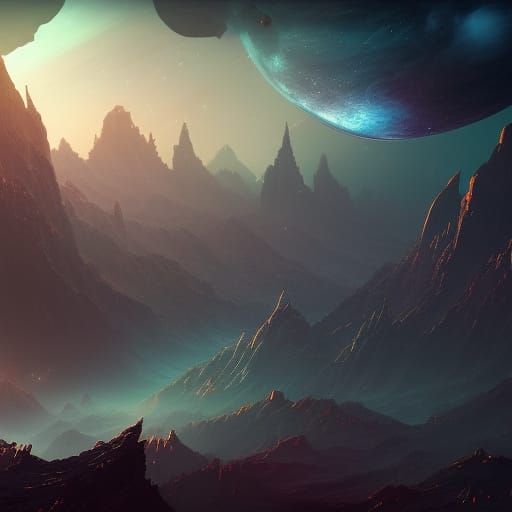 Fantastical Distant Space Matte Painting in 8K