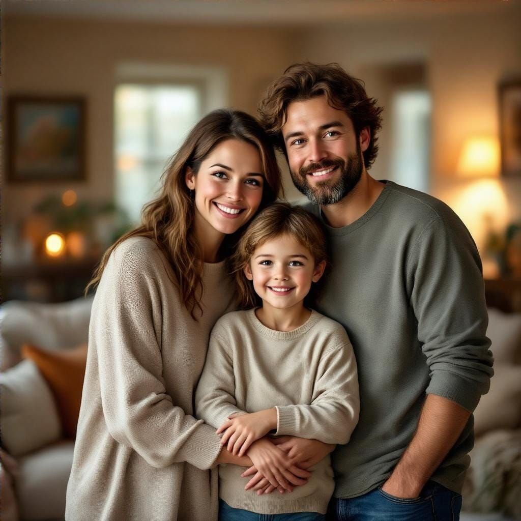 Cozy Family Portrait in Muted Colors