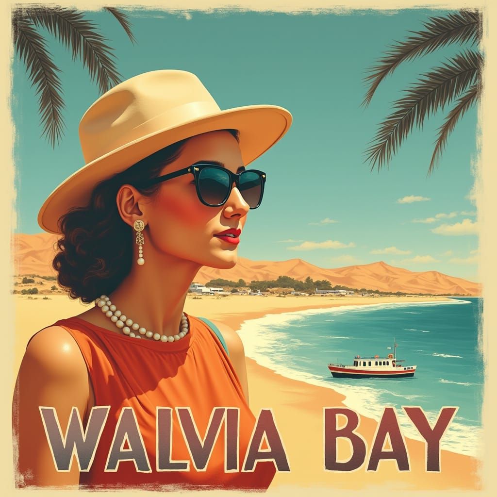 Walvia Bay, Namibia: Vintage Travel Poster