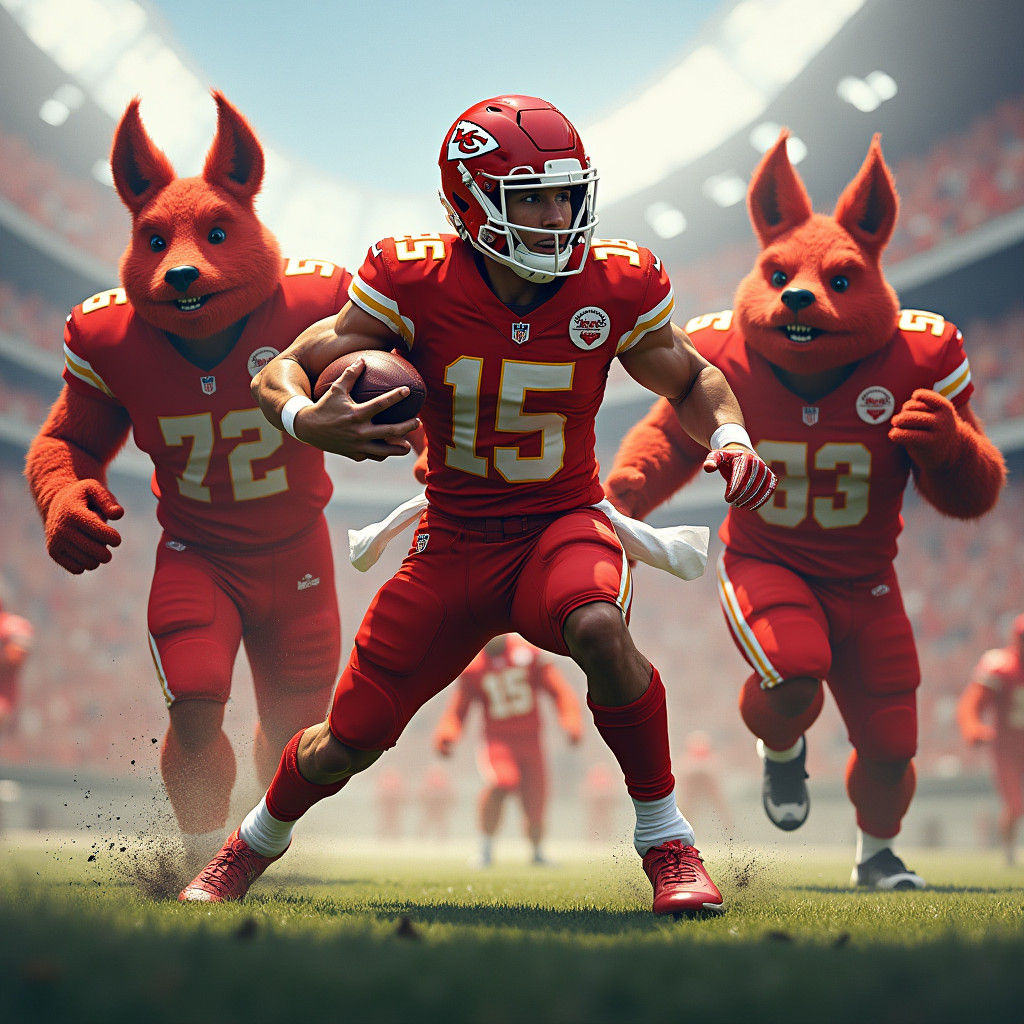 Mahomes Fantasy Football Art: Chiefs vs Red Raiders