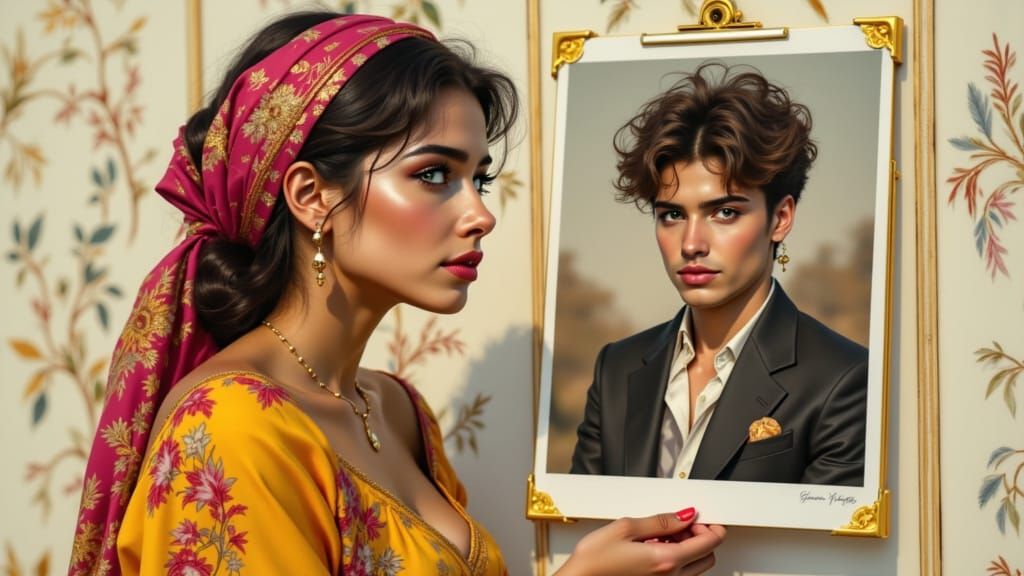 Myriam Gazes at Rimbaud's Photo, in Impressionist Style