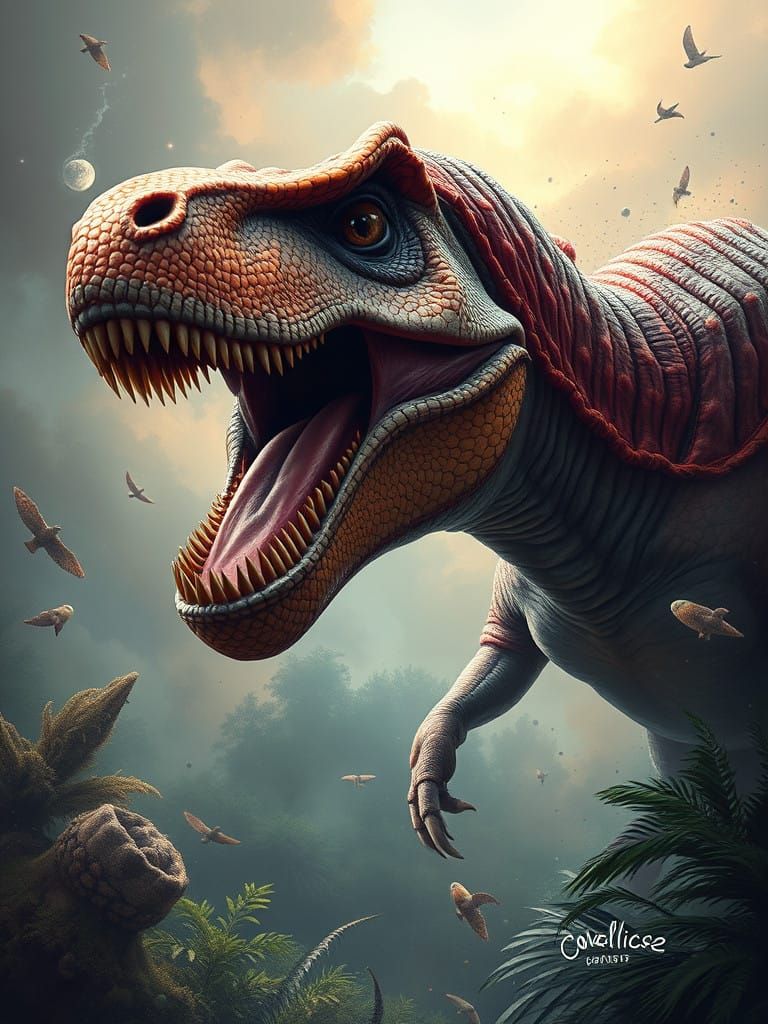 Jurassic Beast in Hyperrealistic Splash Art