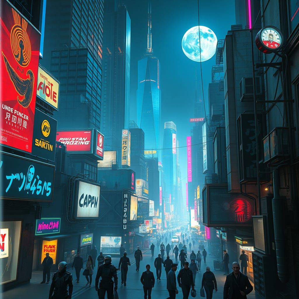 Neon Cyberpunk Cityscape at Night