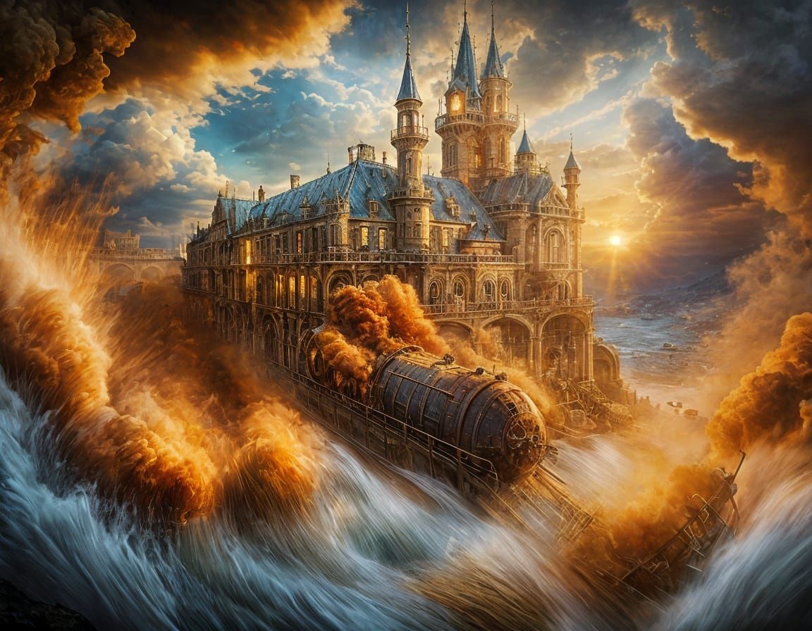 <lora:Kinkade Portal Fun:1.0> steampunk submarine