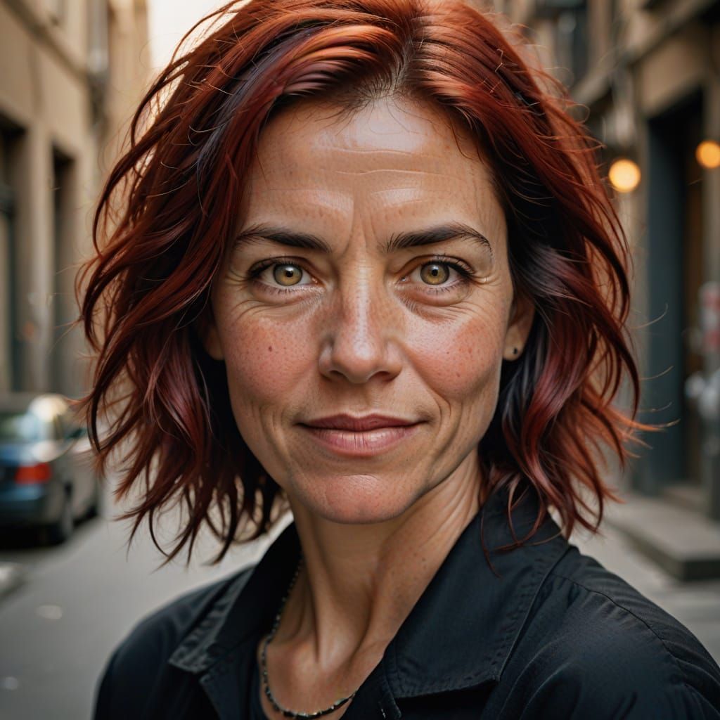 Vibrant Redhead in a Dazzling Studio Portrait