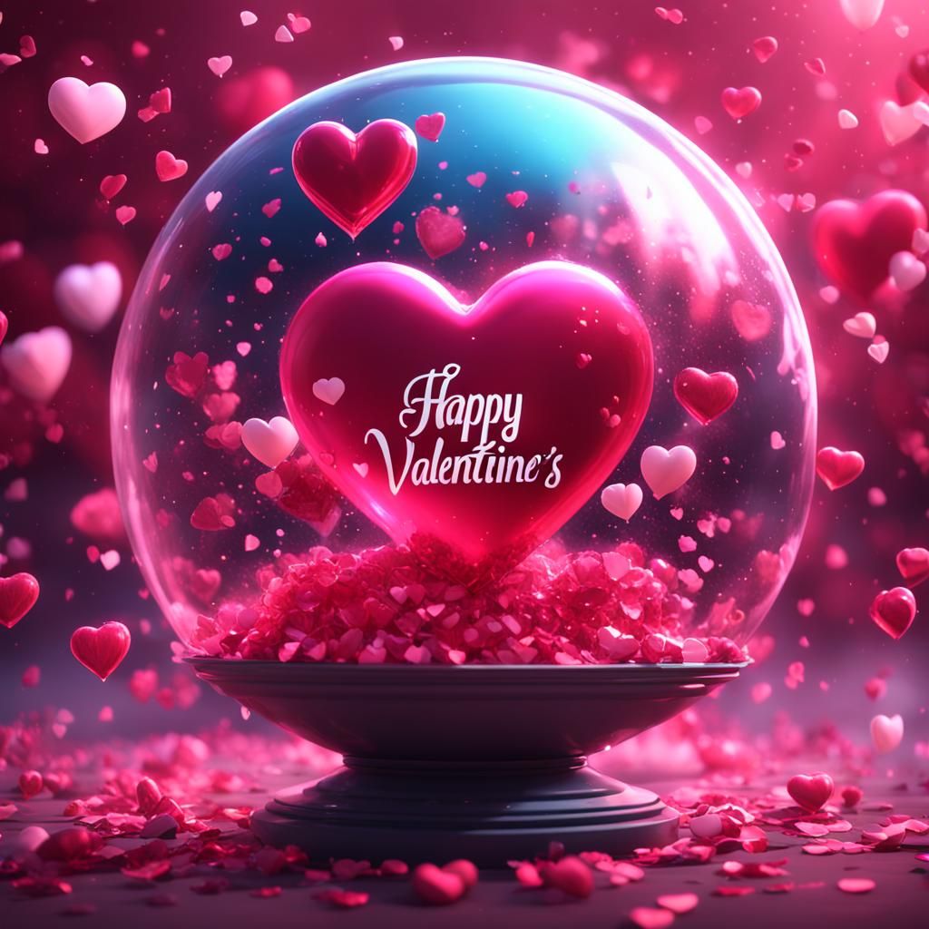 Heart Orb Valentines Celebration in Detailed Matte Style