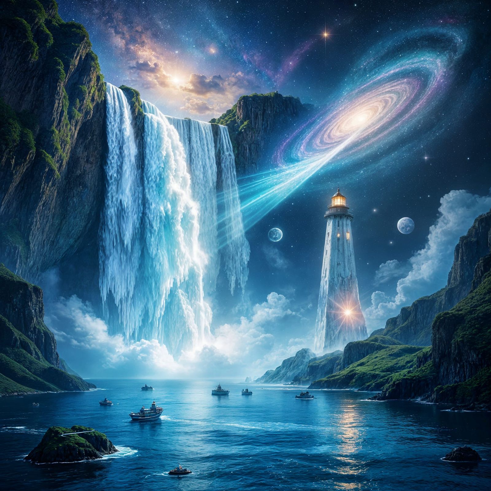 Cosmic Waterfall Ascending to the Stars