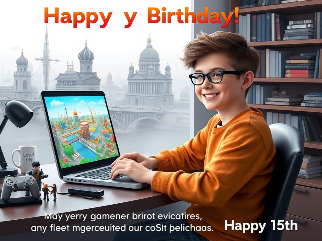 Hyperrealistic Roblox Birthday Card for Teen