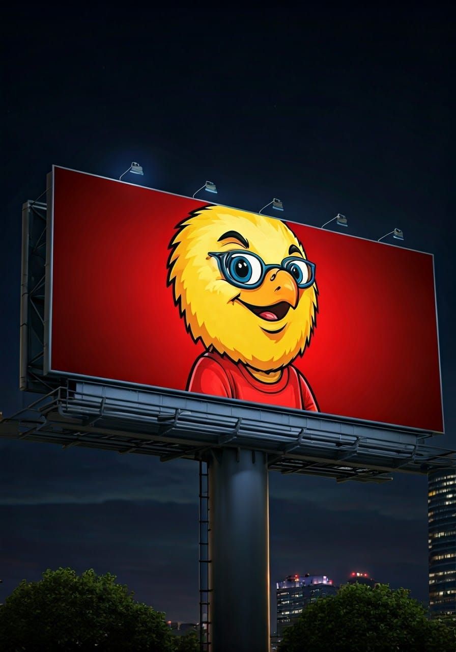 Vibrant Neon Billboard Shines Bright at Night