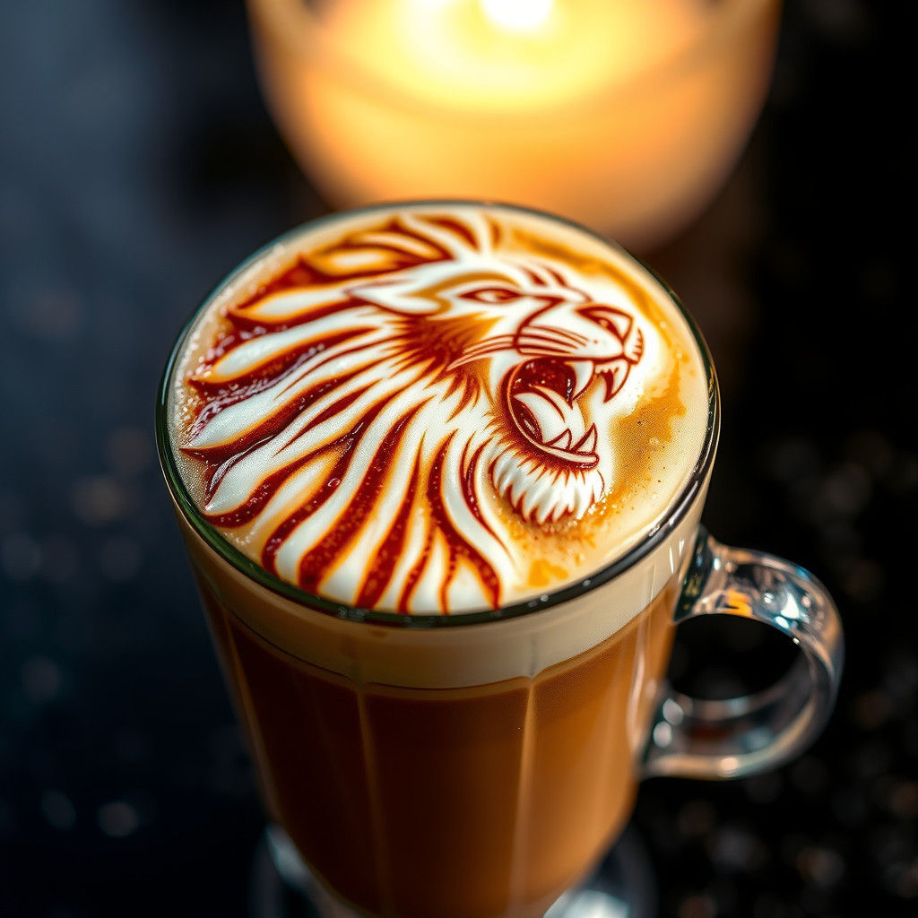 Latte Art: Roaring Lion in Coffee Foam