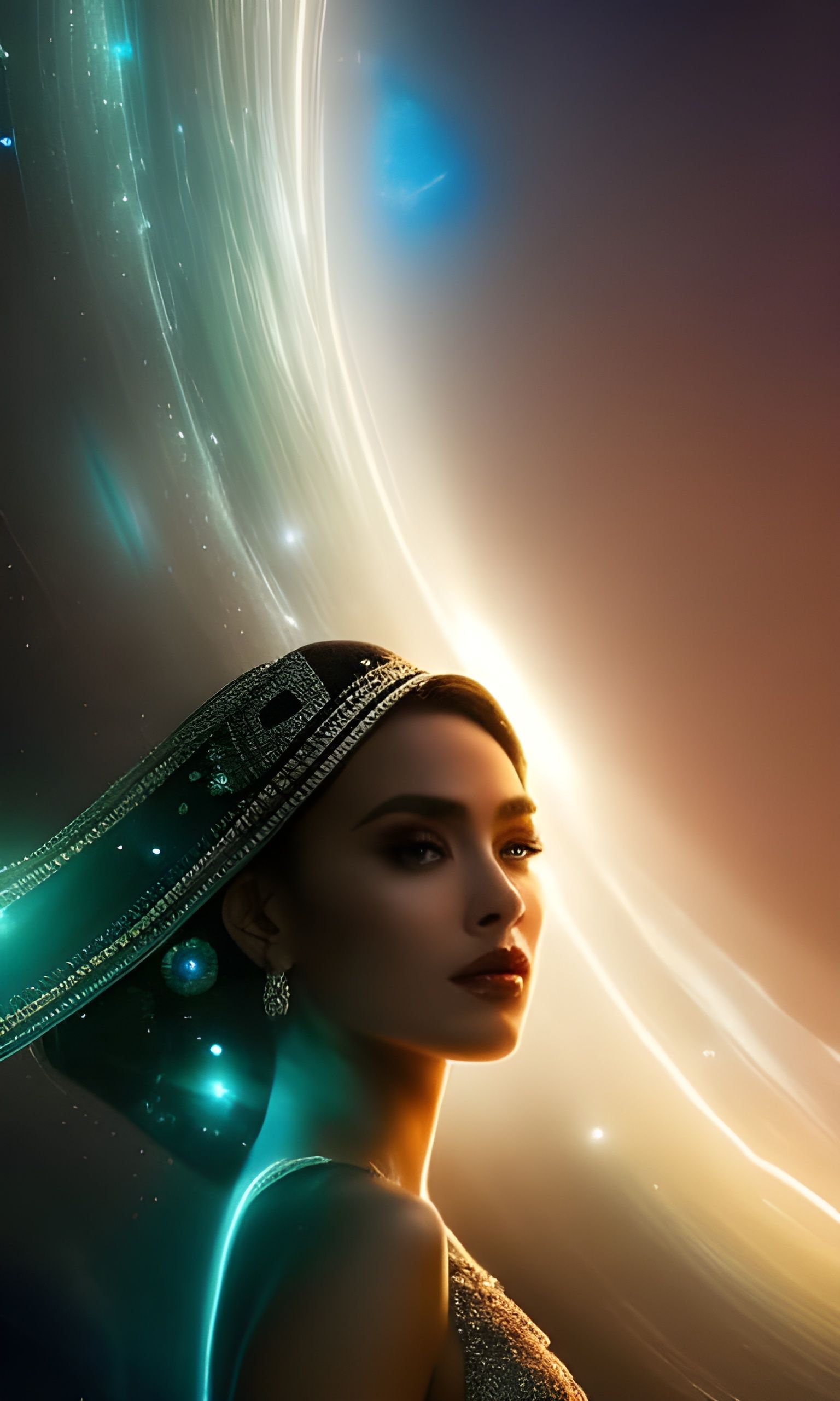 Android Miss World on Alien Planet, in Sci-Fi Style