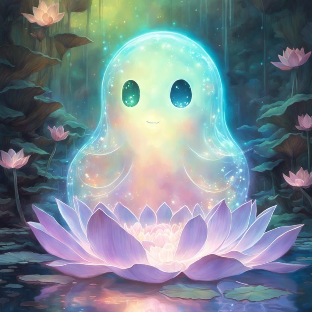Bioluminescent Lotus on Glowing Water: Fairycore Dreamscape