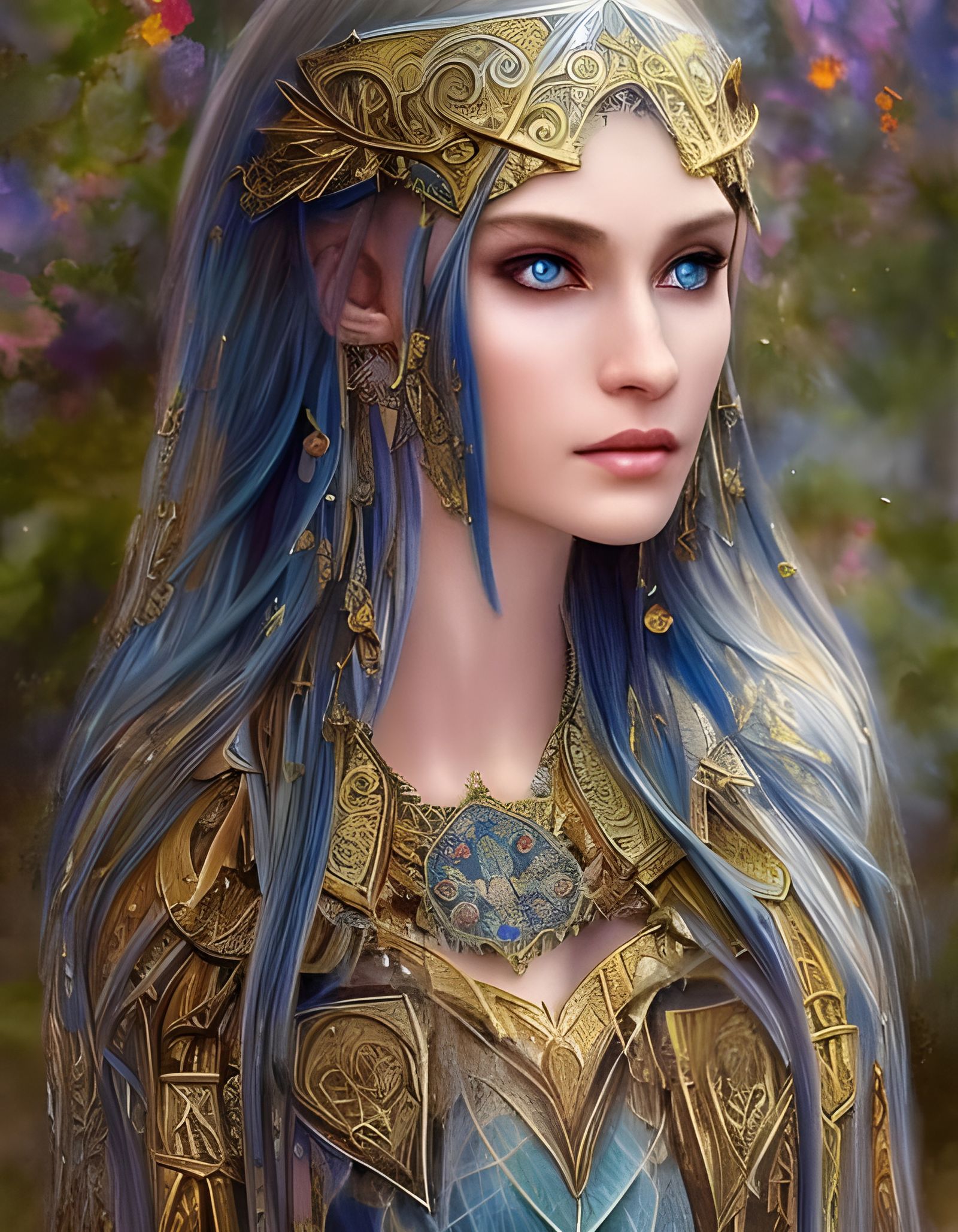 Beautiful Elf Priestess with Sparkling Eyes