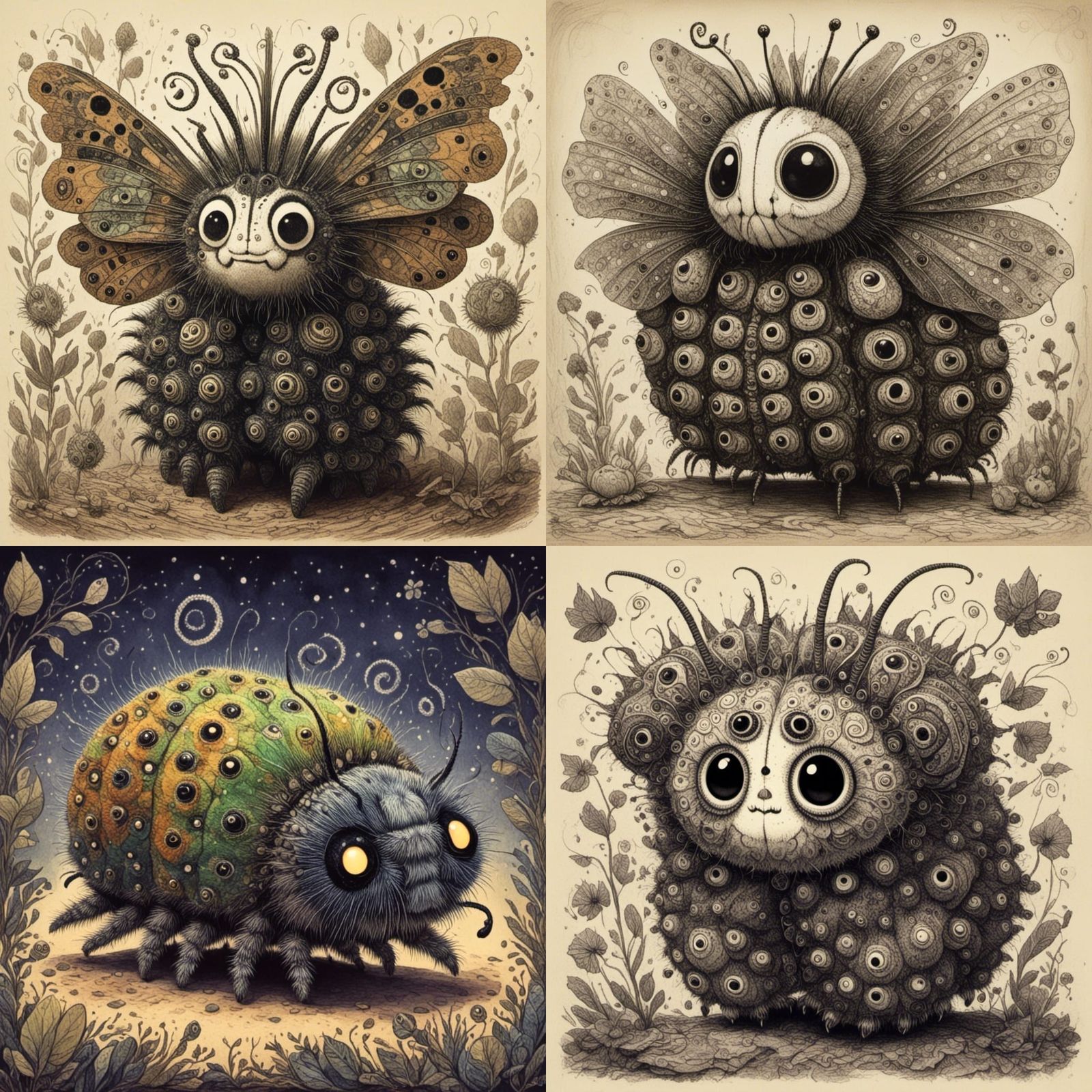 Cactus People in Stylized Ink Illustration