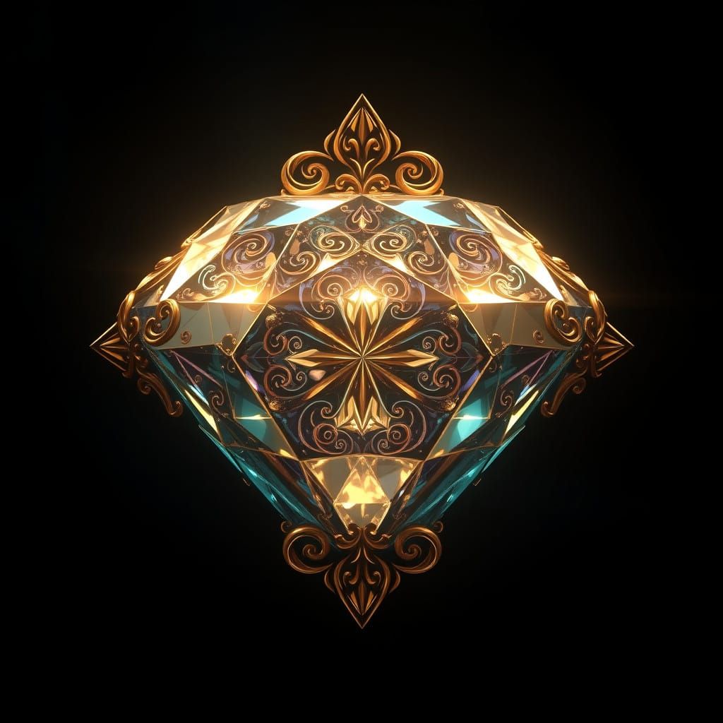 Majestic Diamond in a Mystical Realm, Set Against a Rich Bla...