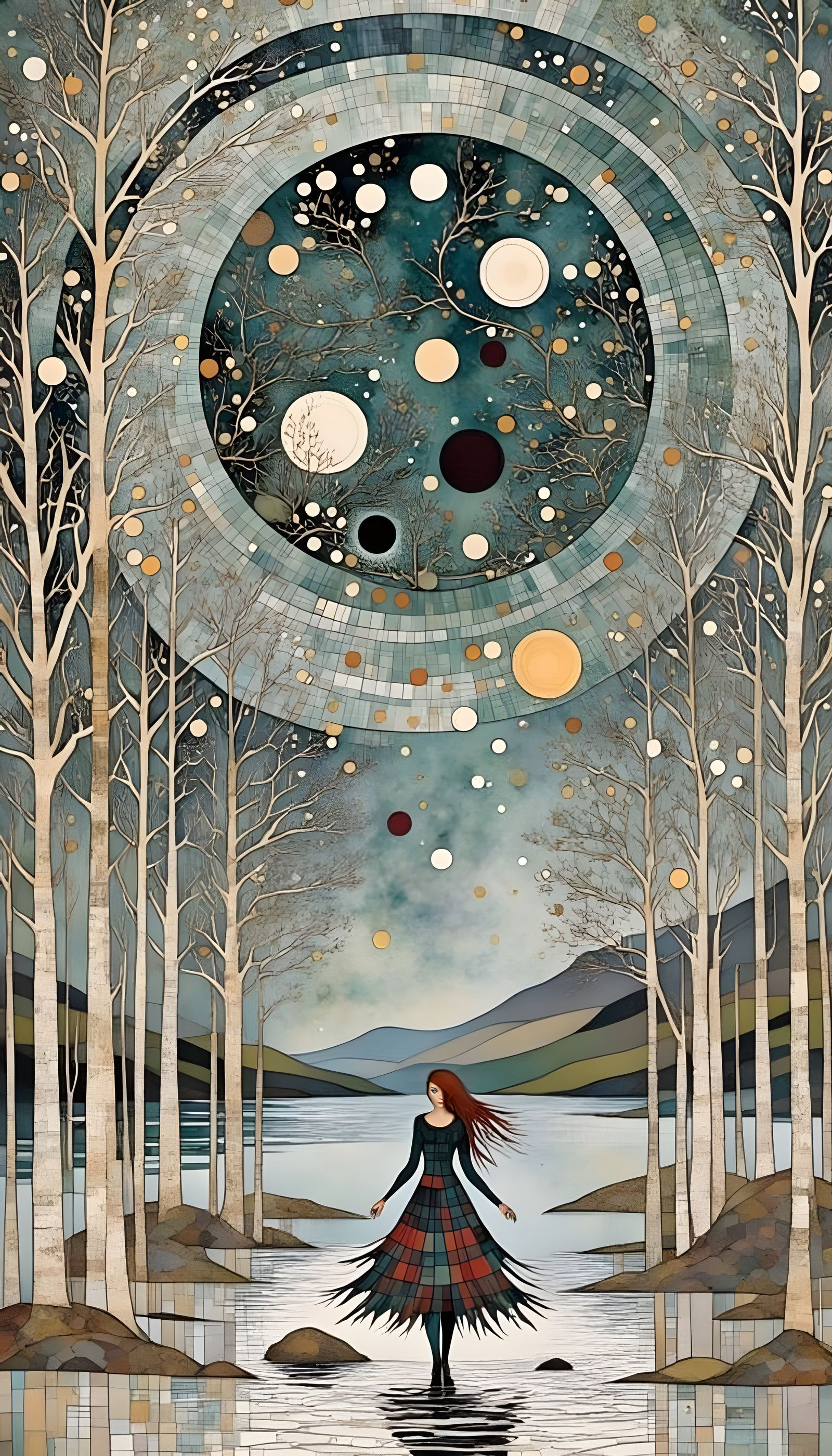 Celtic Water Horses Gather Around a Scottish Maiden's Melody