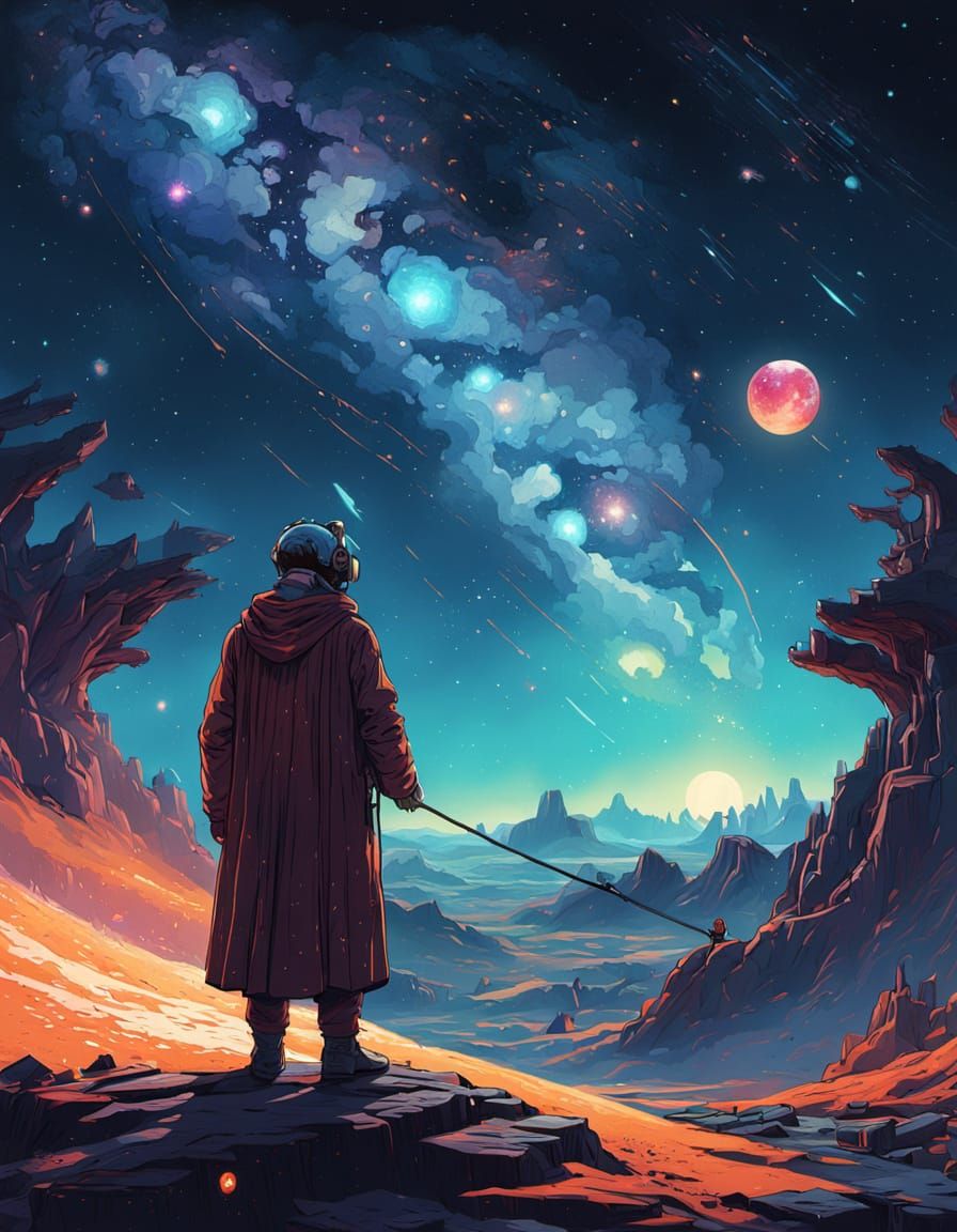 Celestial Cartographer Mapping Starlight Constellations