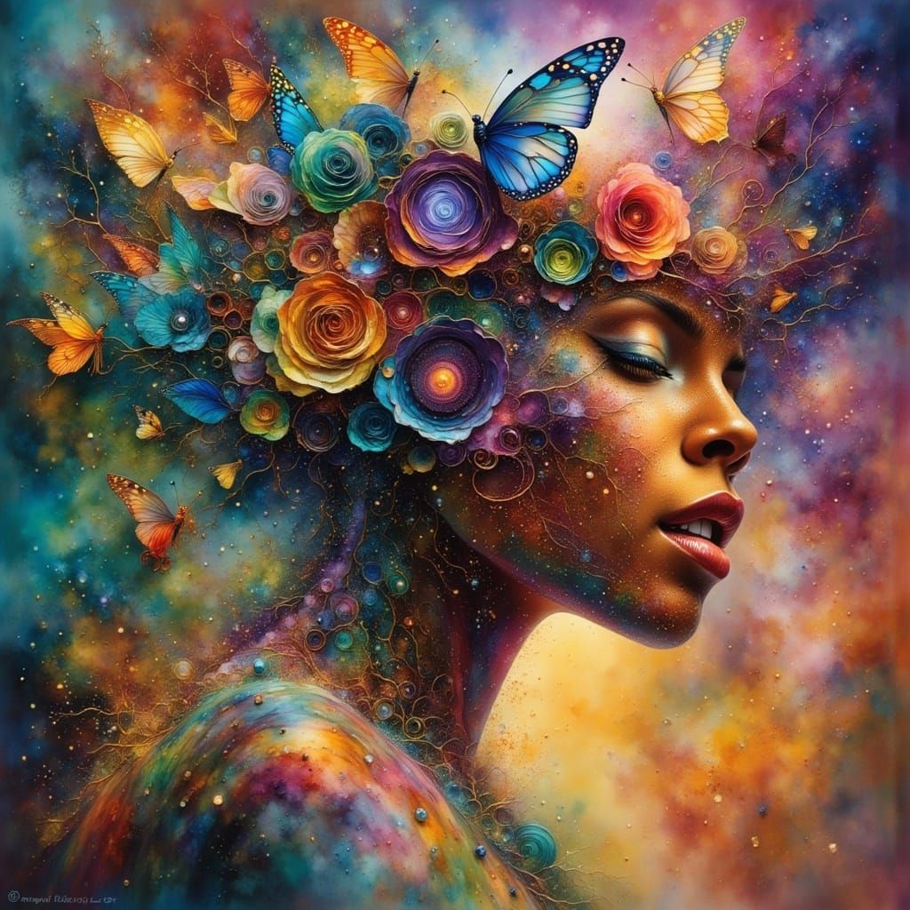 Abstract Ethereal Visions in Dark Oil Paint Style