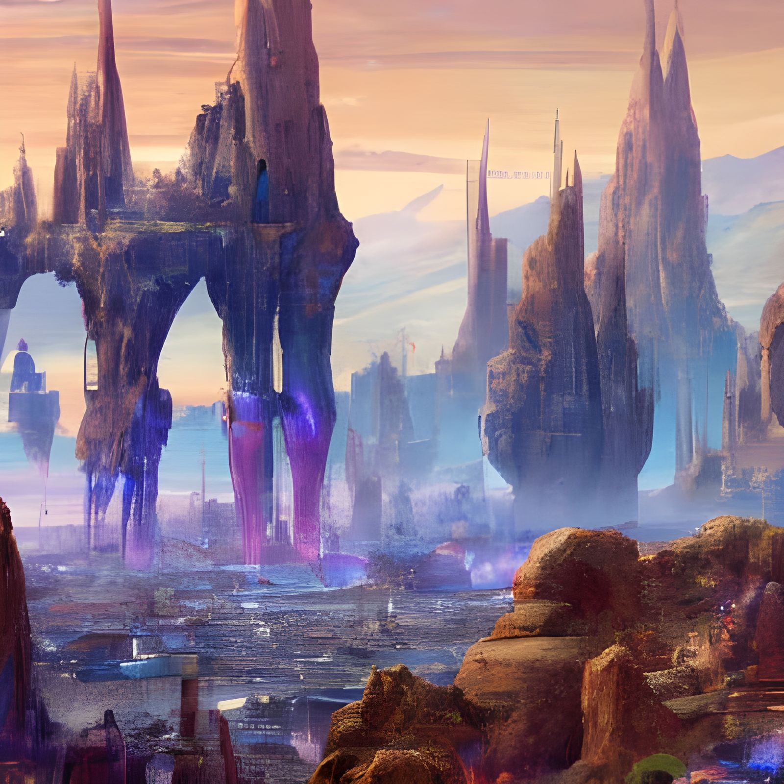 Colorful Alien Landscape: Epic Digital Matte Painting