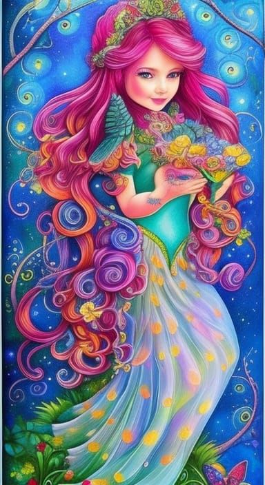 Rainbow Forest Gnome Portrait in 3D Digital Art