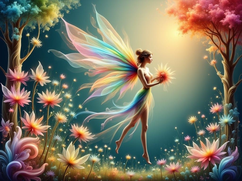 Luminous Fairy Nymph in Magical Forest