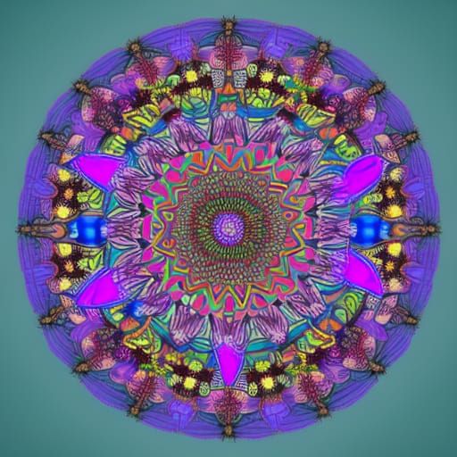 Kaleidoscopic Butterfly Mandala in Art Nouveau Style