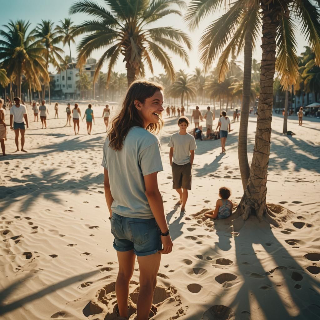 Sunny Beach Encounter in Summer Film Still