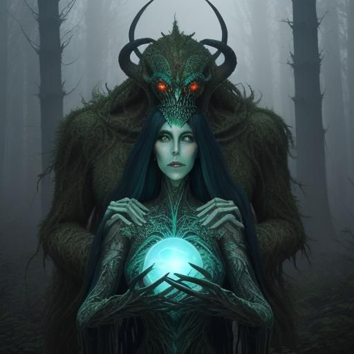 Eldritch Embrace: Fractal Creature and Forest Meeting