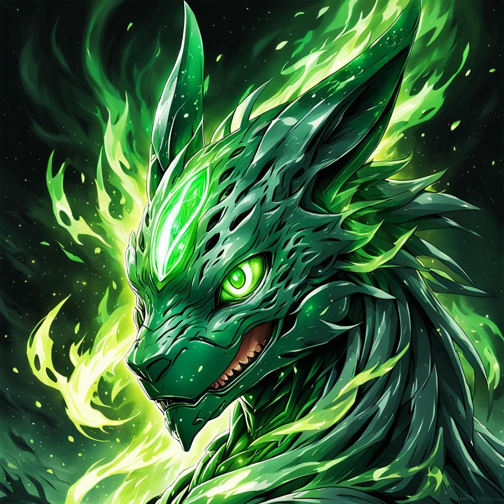 Vibrant Anime-Style Wolf Lifeform