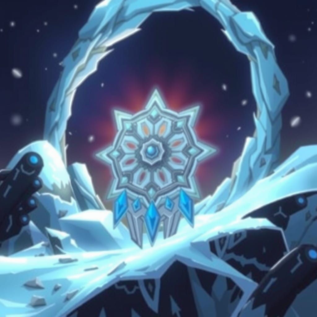 Cyberpunk Prophecy of the Frost Nexus in a Futuristic Winter...