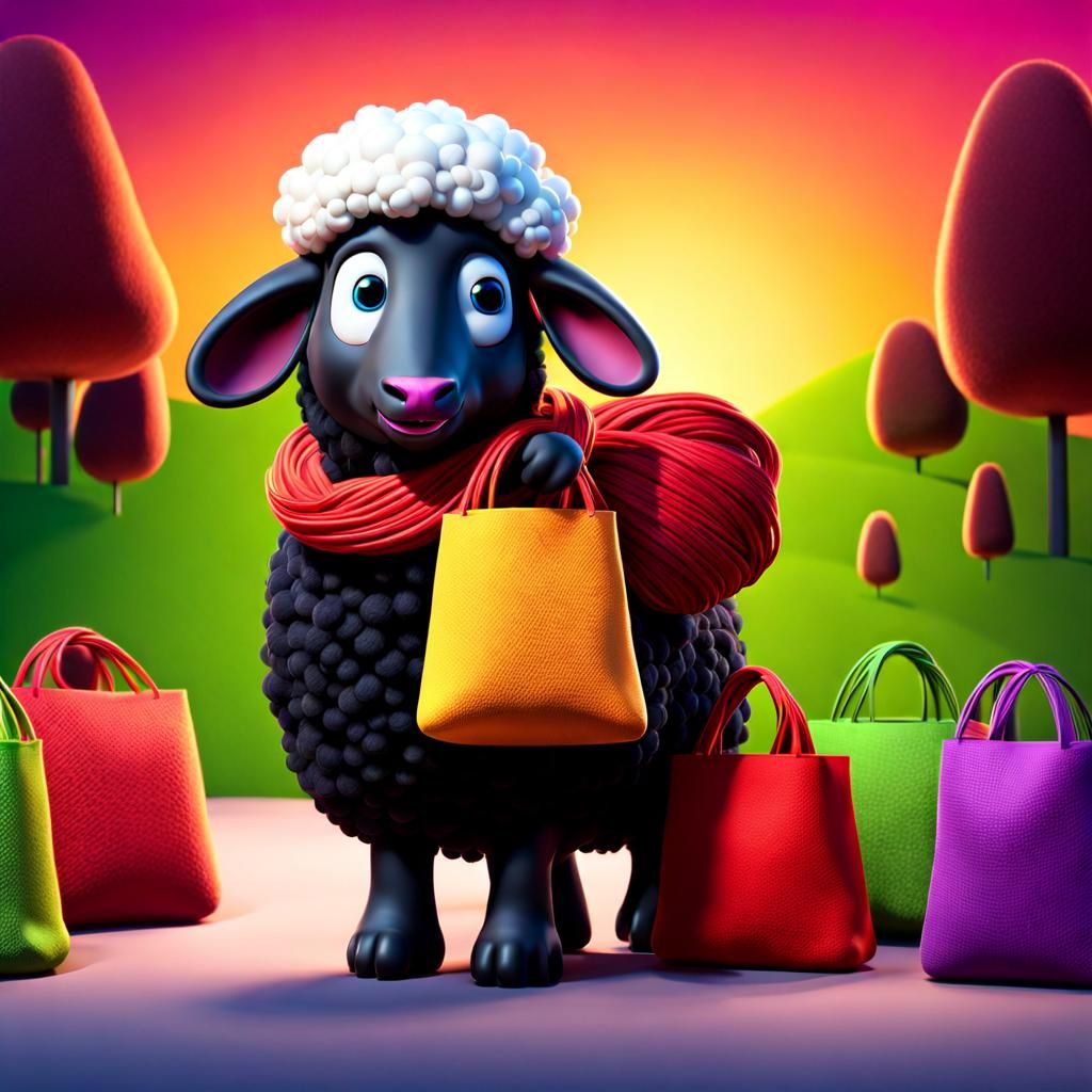 This sheep loves it's bags