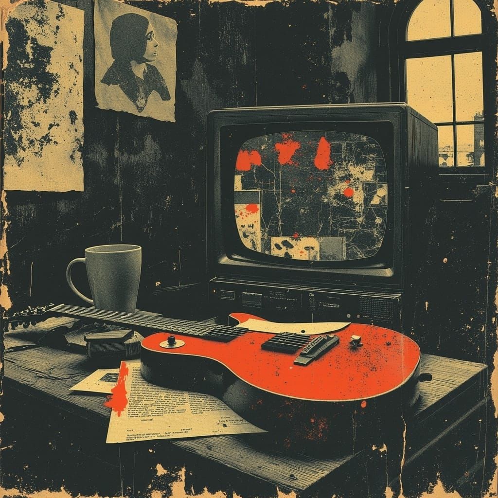 Electric Guitar in Anime Style with TV Glow