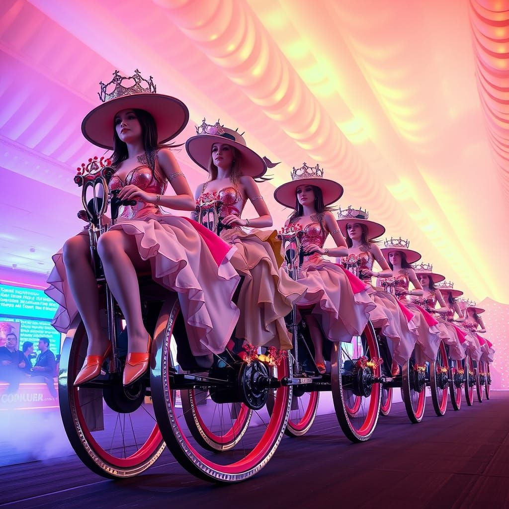 Giant Cirque Women Parade with Dreamy Pastel Colors