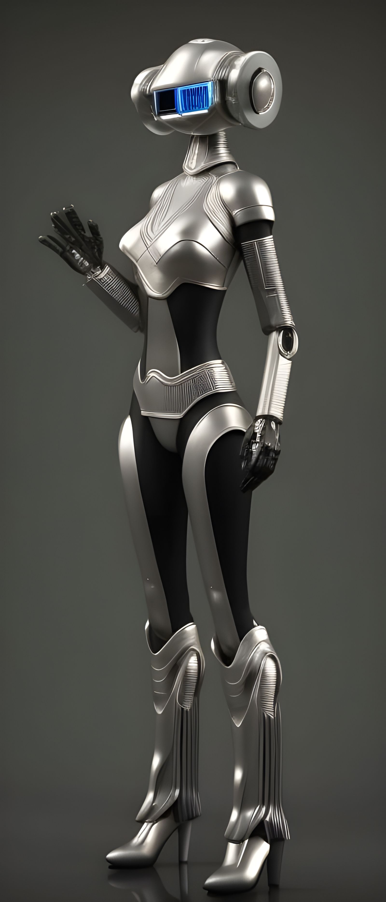 Retro-Futuristic Gynoid Robot Maid in Film Noir Style