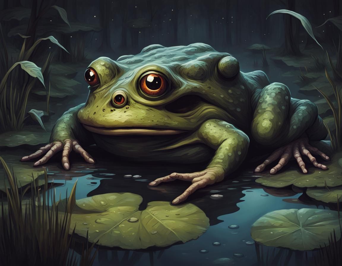 Lovecraftian Frog Monster in Dark Swamp, Anna Podedworna Sty...