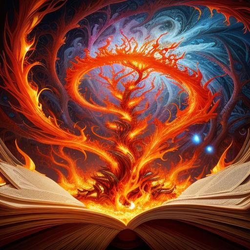 Fiery Tornado of Trees in Fantasy Art Style
