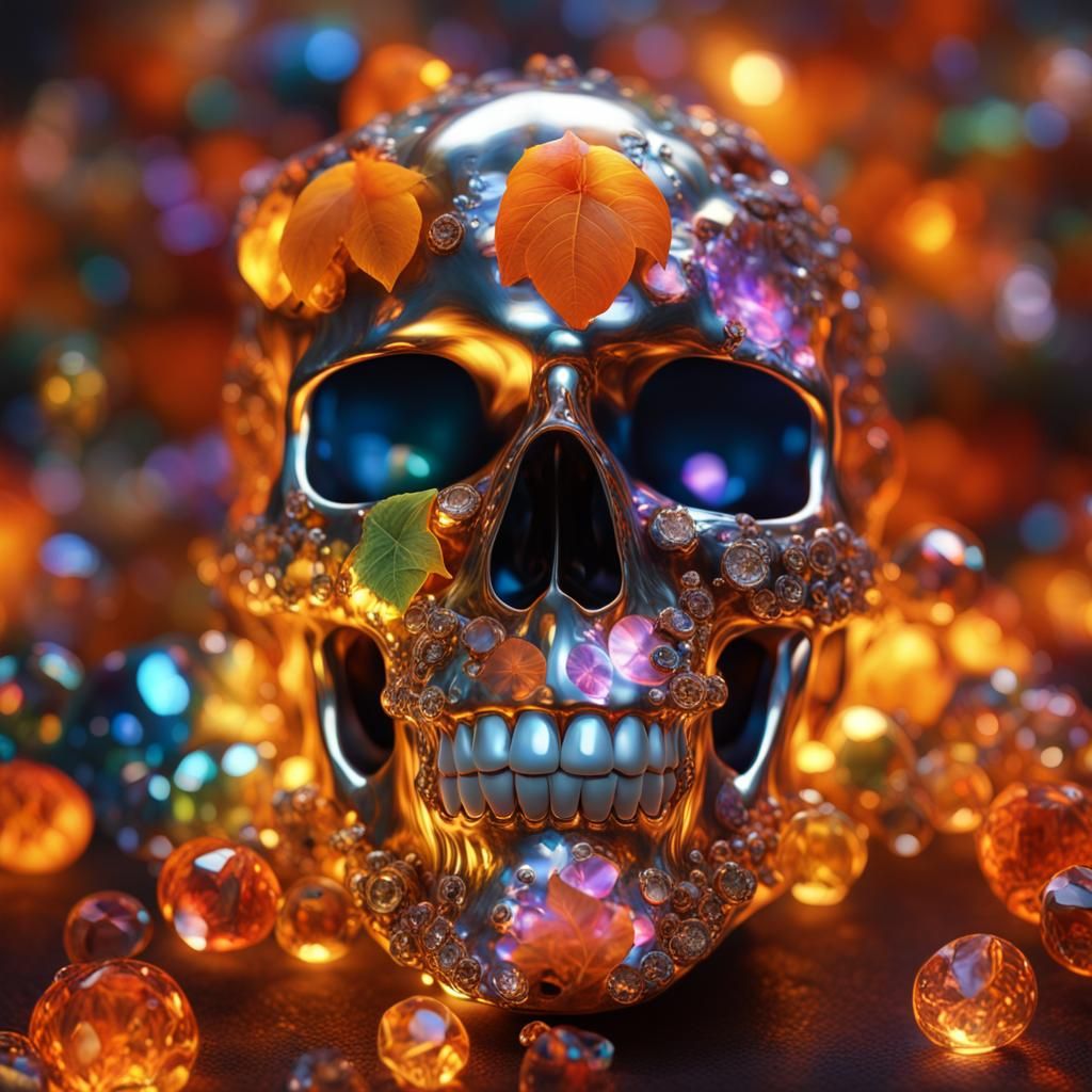 Hyperrealistic Diamond Skull with Luminous Refractions