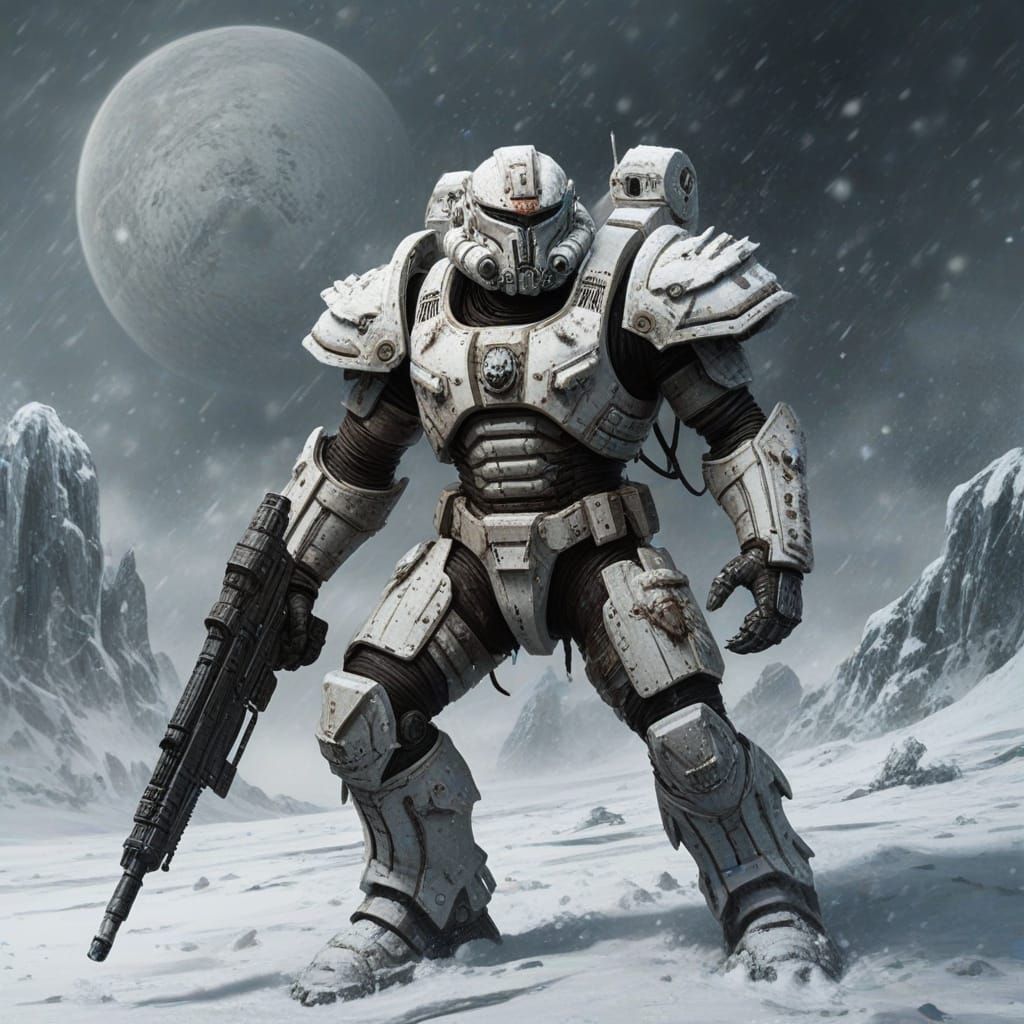 Warhammer Marine on Alien Planet in Fantasy Art Style