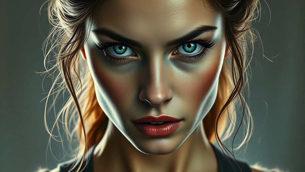 Expressive Portrait of a Woman with Piercing Eyes