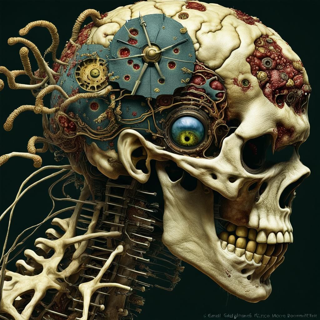 (Inner:1.5) workings of a (zombie virus:1.3),
Running its course thru the brain. Gustav Klimt/Gerald Brom/
Gustave Doré;...