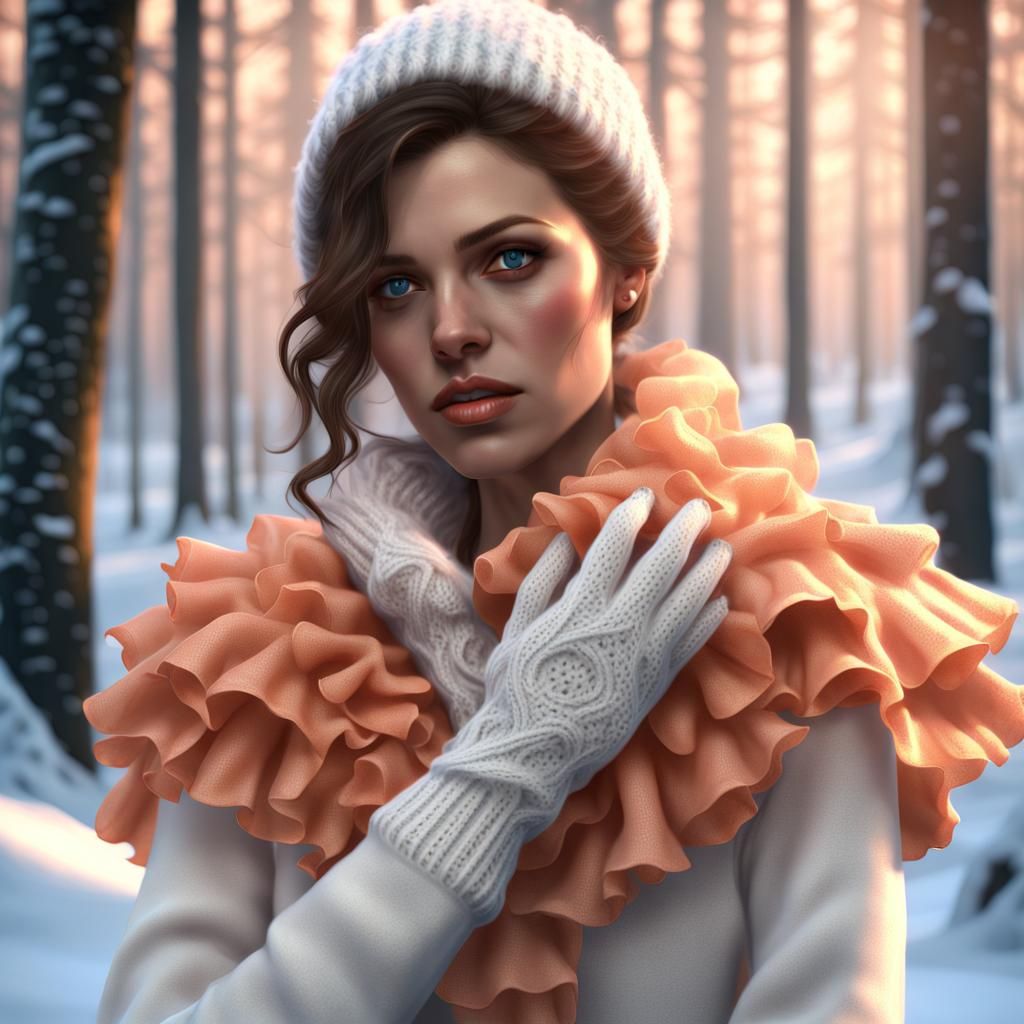 Apricot Nail Polish in Snowy Forest, Digital Render