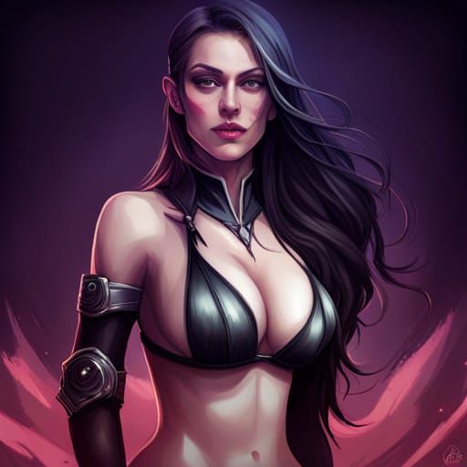 Goth Woman in Bikini: Hyperdetailed Portrait