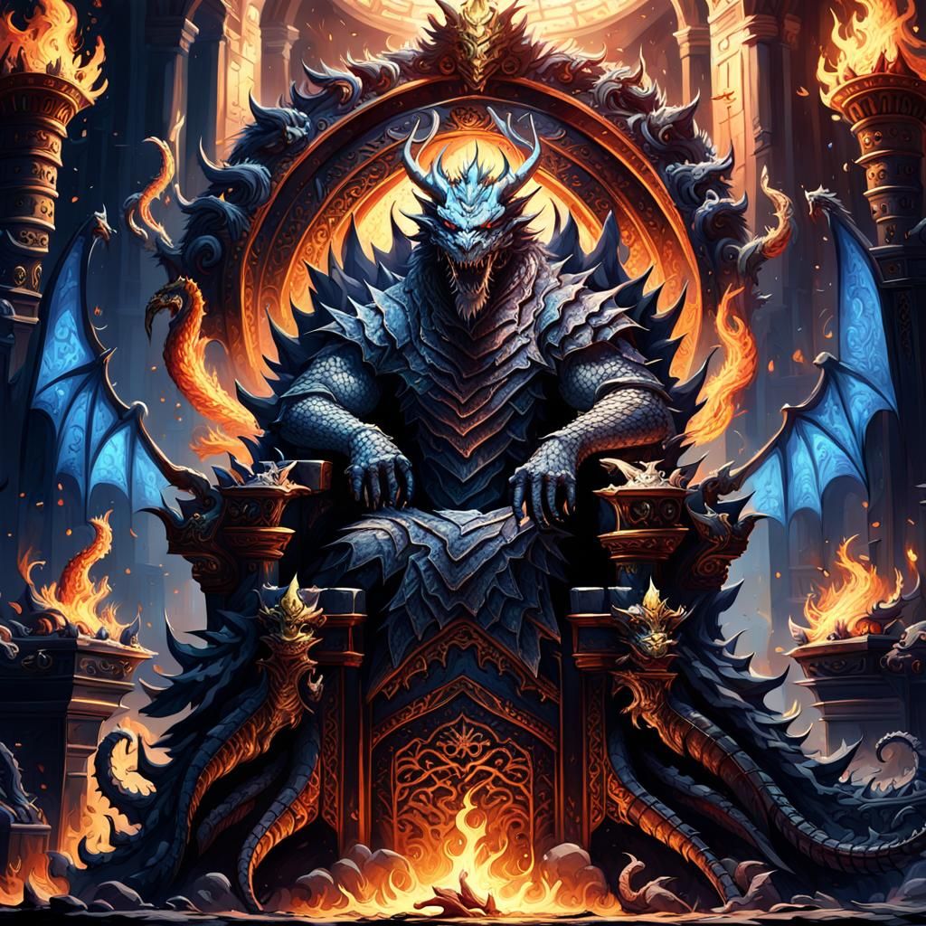 Invincible Dragon-Like Villain in Dark Throne Room